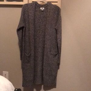 Trendy marled gray long cardigan